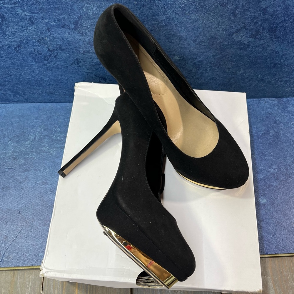 Aldo Legywien 98 Black High Heel Pumps With Gold Womens US Size 11